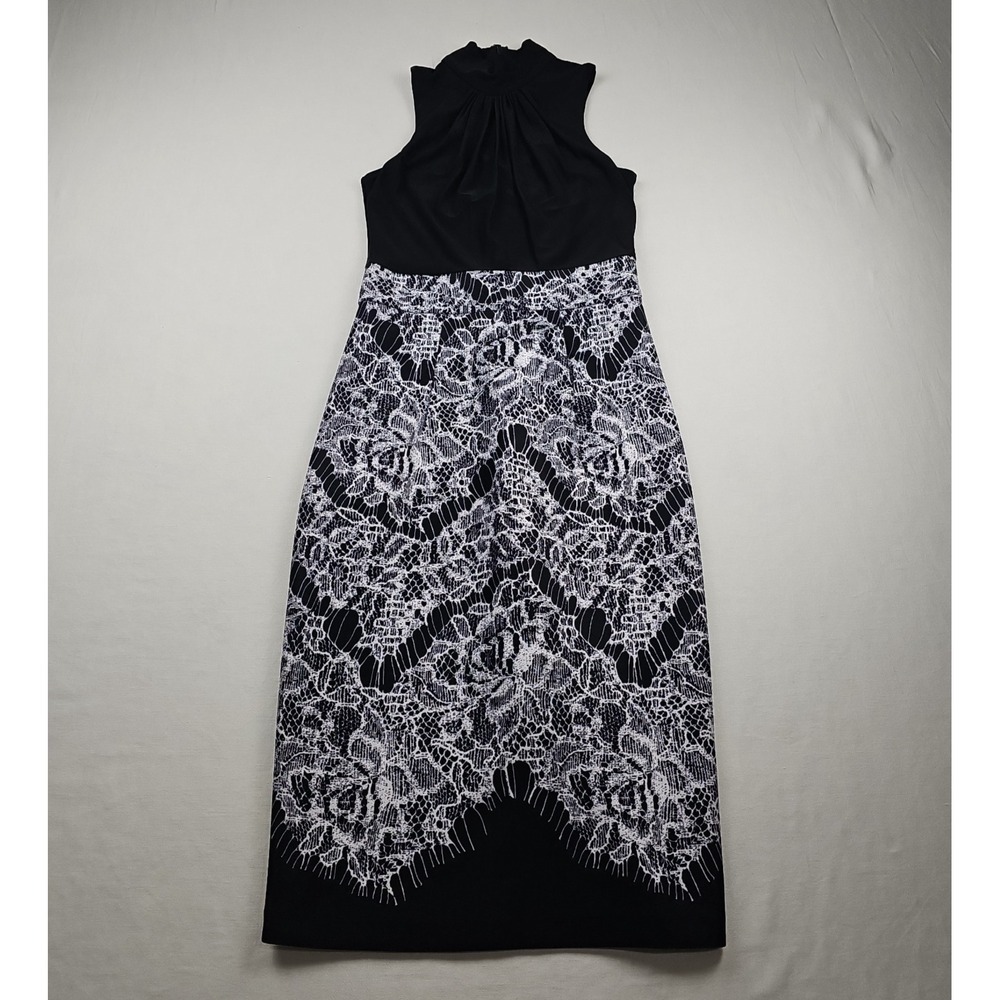 New York & Company Women's Dress Black White Floral Sleeveless Size XXS Petite